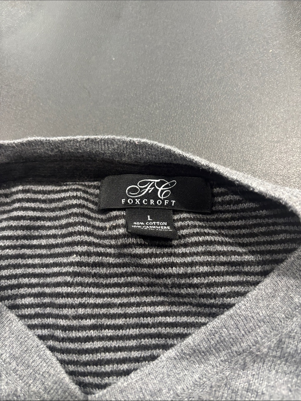 Foxcroft Men’s Gray and Dark-Gray  V-Neck Sweater